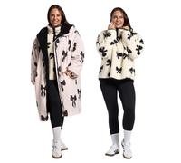 OHS Bow Waterproof Coat Womens Changing Robe with Hood & Pockets Rain Coats for Women Including Teddy Fleece Jacket Women Half Zip Long Sleeve Womens Clothing for Outdoor Activities, Mono - L/XL