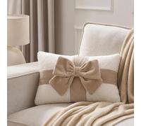 OHS Bow Wrapped Novelty Cushions Boucle Decorative Pillows, Natural/Cream