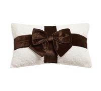 OHS Bow Wrapped Scatter Cushions Sofa Beds Boucle Throw Pillow, Brown/Cream | Bow Cushion Cute Room Decor Modern Soft Novelty Cushions Decorative Pillows Seat Cushion
