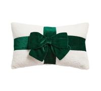 OHS Bow Wrapped Scatter Cushions Sofa Beds Boucle Throw Pillow, White/Green