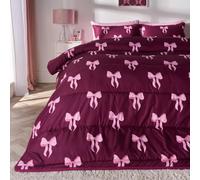 Ohs Bows 10.5 Tog Coverless Duvet With Pillowcase Bedding Set, Burgundy - King