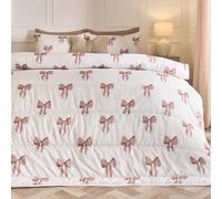 OHS Bows 10.5 Tog Coverless Duvet with Pillowcase Bedding Set in Ivory | Size: Double OHS Ivory Double