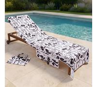 OHS Bows Beach Towel with Bag Quick Dry Absorbent Travel Spa in White OHS White