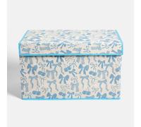 OHS Bows Foldable Fabric Storage Box Toy Organiser with Lid in Blue | Size: Large OHS Blue L