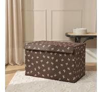OHS Bows Foldable Fabric Storage Box Toy Organiser with Lid in Brown | Size: Large OHS Brown L