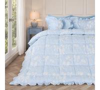 Ohs Bows Frill Edge Coverless 7.5 Tog Duvet Set With Pillowcase - Blue