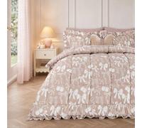OHS Bows Frill Edge Coverless 7.5 Tog Duvet Set with Pillowcase in Natural | Size: Double OHS Natural Double