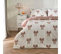 OHS Bows Microfibre Reversible Bedding Set Duvet Cover with Pillowcase in Taupe | Size: Double OHS Taupe Double