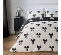 OHS Bows Microfibre Reversible Bedding Set Duvet Cover with Pillowcase in White | Size: King OHS White King