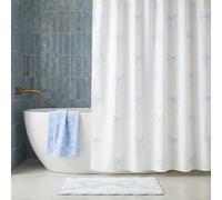 Ohs Bows Mould Proof Shower Curtain With 12 Hooks - Blue
