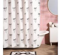 OHS Bows Mould Proof Shower Curtain with 12 Hooks in Black | Size: 180 cm width x 180 cm drop OHS Black 180 cm width x 180 cm drop