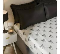 OHS Bows Print Microfibre Easy Care 25cm Deep Fitted Bed Sheet in White | Size: Single Fitted OHS White Single Fitted