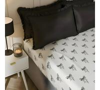 Ohs Bows Print Microfibre Easy Care 25Cm Deep Fitted Bed Sheet, Monochrome - Double
