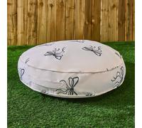 OHS Bows Print Round Outdoor Garden Cushion Water Resistant in Cream | Size: 60 cm x 60 cm OHS Cream 60 cm x 60 cm