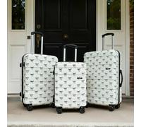 OHS Bows Print Suitcase Set of 3 Hard Shell ABS Luggage in White OHS White