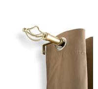 OHS Brass Curtain Pole 120 to 220cm, Extendable Curtain Pole for Eyelet Curtains 28mm Curtain Rod with Twist Finials Adjustable Metal Curtain Poles Brackets Included