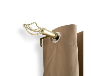 OHS Brass Curtain Pole 120 to 220cm, Extendable Curtain Pole for Eyelet Curtains 28mm Curtain Rod with Twist Finials Adjustable Metal Curtain Poles Brackets Included