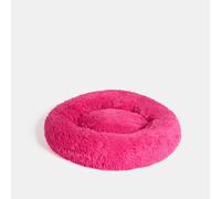 OHS Bright Pink Dog Bed Medium, Fluffy Warm Round Donut Dog Bed Super Soft Plush Anti-Anxiety Pet Beds Non-Slip Bottom Washable Cuddler Cat Donut Beds Cushion, 60 x 60cm