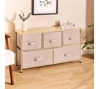 OHS Brooklyn 5 Chest Of Canvas Drawers Organiser With Wood Top