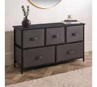 OHS Brooklyn 5 Chest Of Canvas Drawers Organiser With Wood Top