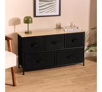 OHS Brooklyn 5 Chest Of Canvas Drawers Organiser With Wood Top