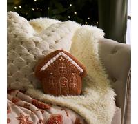 OHS Brown Gingerbread House Christmas Throw Pillow, Soft Cosy Stuffed Scatter Cushion Christmas Decorations Novelty Cushions for Sofa Bed Plush Pillow for Kids Adults, 25 x 25 x 7cm