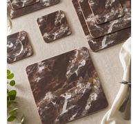 OHS Brown Marble Placemats and Coasters Set Placemats, Marble - Brown | Protects Against Heat Marks Spills and Scratches Wipe Clean