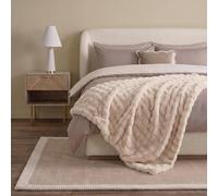OHS Bubble Faux Fur Fleece Throw Super Soft Fluffy Blanket in Cream | Size: 125 cm x 150 cm OHS Cream 125 cm x 150 cm