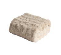 OHS Bubble Faux Fur Throw Blanket for Bed, Soft Cosy Warm Winter Fleece Blanket Over Sofa Couch Decorative Fluffy Single Bed Throws Gifts for Adults, Natural - 125 x 150cm