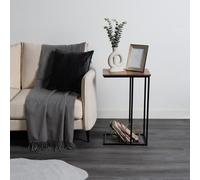 OHS C Shape Table Side End Living Room Furniture Bedside Nightstand, Dark Wood