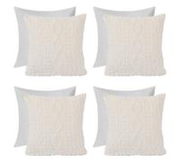 OHS Cable Knit Cushion Covers Filled Sherpa Pillow Cases 4 Pack, 45 X 45Cm - Cream
