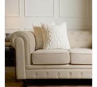 OHS Cable Knit Cushion Covers Sherpa Pillow Cases 2 Pack, 45 X 45Cm - Cream