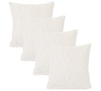 OHS Cable Knit Cushion Covers Sherpa Pillow Cases 4 Pack, 45 X 45Cm - Cream