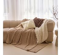OHS Cable Knit Design Fleece Throw Ultra Soft Fluffy Blanket For Family