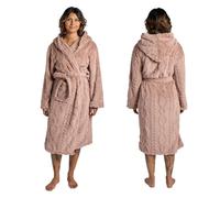OHS Cable Knit Dressing Gowns Unisex Super Soft Warm Fleece Full Length Bath Robe Comfy for Sleepwear