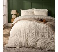 OHS Cable Knit Fleece Duvet Cover Set Warm Reversible Bedding in Cream | Size: Single OHS Cream Single
