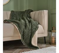 Ohs Cable Knit Ultra Soft Sherpa Fleece Throw Reversible Bed Blanket