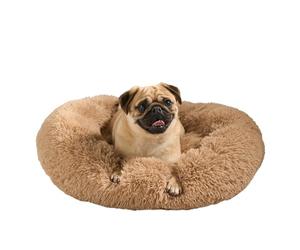 OHS Calming Donut Dog Bed Medium, Luxury Cat Bed Super Soft Plush Cosy Washable Dog Bed for Living Room Kitchen Pet Beds for Dogs, Beige