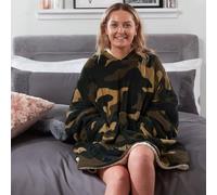 Ohs Camo Oversized Hoodie Blanket Giant Wearable Sherpa Sweatshirt, Khaki