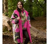 OHS Camo Sherpa Lined Water Resistant Drying Changing Robe in Bright Pink | Size: Large/XL OHS Bright Pink L/XL