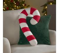 OHS Candy Cane Cushion, Christmas Decorations Super Soft Plush Boucle Red Christmas Cushions Stuffed Candy Cane Pillow Home Decor Living Room Kitchen Sofa Throw Pillow, White - 52 x 10cm