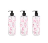 OHS Candy Cane Dispenser Bottle Set Soap Shampoo Bottles, Pink - 3 Pack | 3 Pack Refillable Dispenser Bottles Plastic Bathroom Soap Shampoo Set