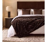 Ohs Carved Faux Fur Fleece Throw Supersoft Thermal Blanket - 120 X 150Cm - Coffee