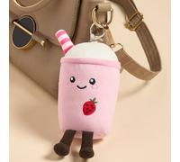 OHS Character Novelty Bag Charm Keyring Soft Fleece Keychain in Baby Pink | Size: 8 cm OHS Baby Pink 8 cm