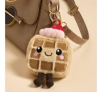 OHS Character Novelty Bag Charm Keyring Soft Fleece Keychain in Beige | Size: 8 cm OHS Beige 8 cm