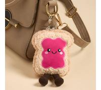 OHS Character Novelty Bag Charm Keyring Soft Fleece Keychain in Bright Pink | Size: 8 cm OHS Bright Pink 8 cm
