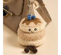 OHS Character Novelty Bag Charm Keyring Soft Fleece Keychain in Cream | Size: 8 cm OHS Cream 8 cm