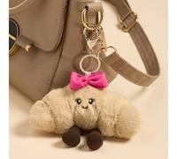 OHS Character Novelty Bag Charm Keyring Soft Fleece Keychain in Light Brown | Size: 8 cm OHS Light Brown 8 cm