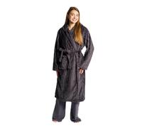 OHS Charcoal Grey Dressing Gowns Unisex Super Soft Warm Ribbed Fleece Hooded Dressing Gown Full Length Comfortable Cosy Bath Robe for Sleepwear Loungewear