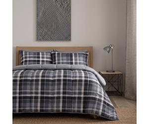 OHS Check 10.5 TOG Coverless Duvet Set Washable Bedding Quilted Cover in Grey | Size: King OHS Grey King